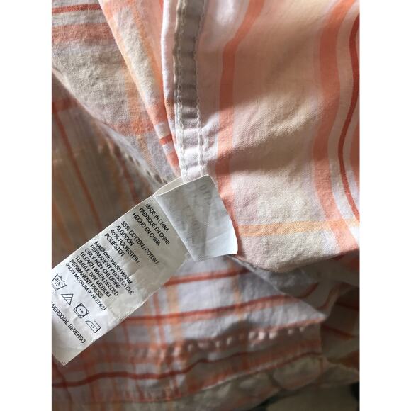Van Heusen Plaid Orange White Cotton Button Down Shirt Men's Size Large - Picture 6 of 6